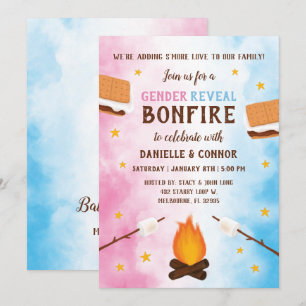 Bonfire S mer Kärlek Baby Gender Reveal bjudan Inbjudningar