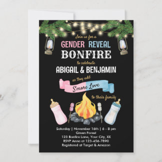 Bonfire S more Baby Gender Reveal Call-inbjudan sa Inbjudningar