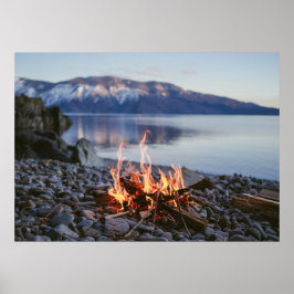 Bonfire Sjö Beach Nature Wall Poster