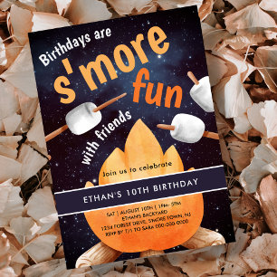 Bonfire S'mores Camping Birthday Inbjudningar
