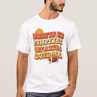 Bonfire Sweaters Pumpkins Football Retro Fall Tha T Shirt