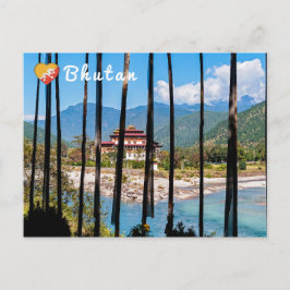 Bönflaggor och Punakha Dzong - Bhutan Vykort