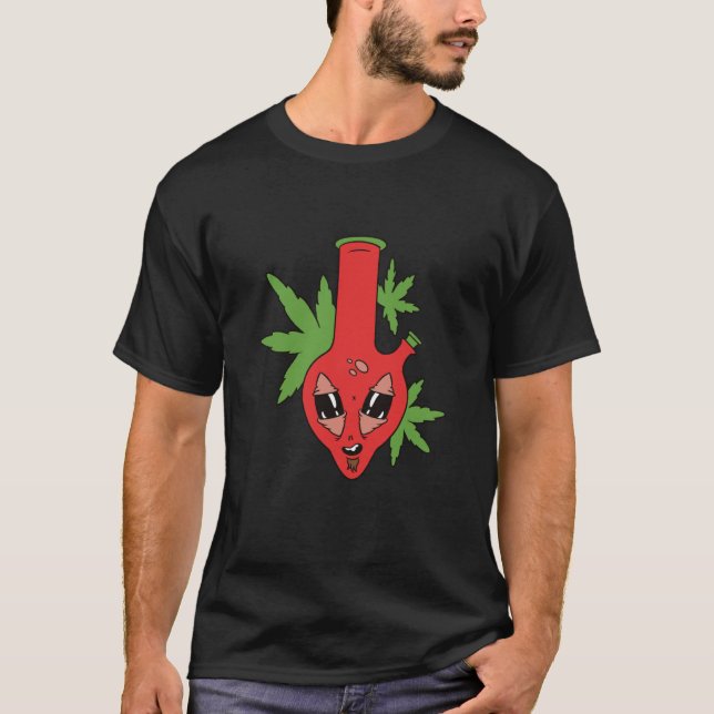 bong alien space aliens ufo t shirt (Framsida)