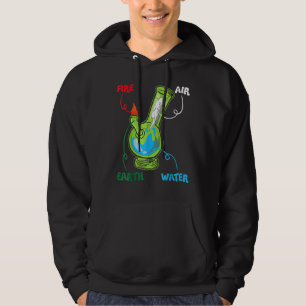 Bong Inslag Fire Vatten Earth Luft Thc Ogräs Smoki Hoodie