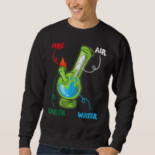 Bong Inslag Fire Vatten Earth Luft Thc Ogräs Smoki Lång Ärmad Tröja
