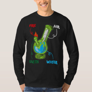 Bong Inslag Fire Vatten Earth Luft Thc Ogräs Smoki T Shirt