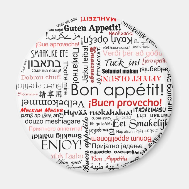 Bongaptit på många olika språk typografi magnet (Framsidan)