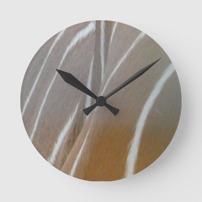 Bongo Antelope Skin Mönster Round Clock Rund Klocka (Framsida)