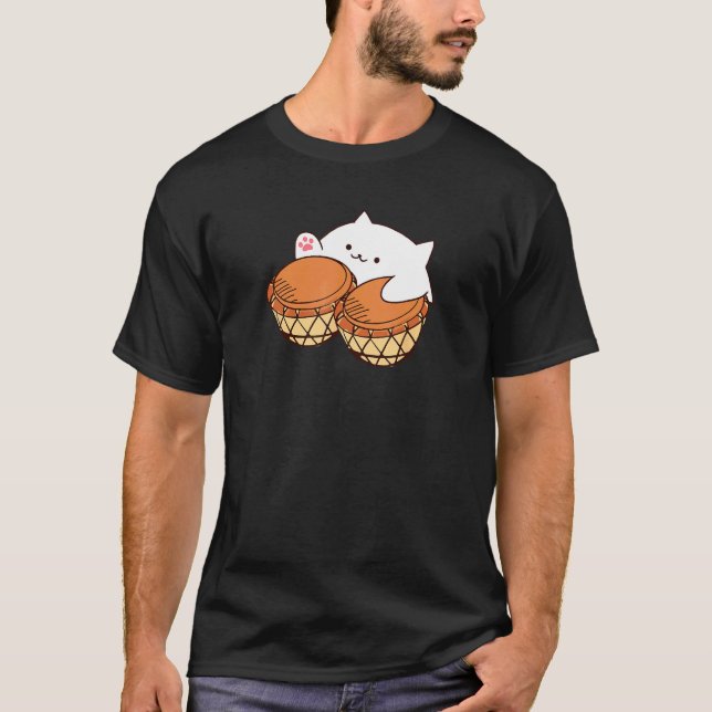Bongo Cat merchandise Söt  katt meme T Shirt (Framsida)