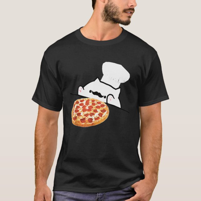 Bongo Cat Pizza Chef Dank Memes T Shirt (Framsida)