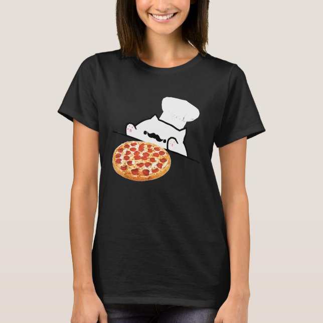 Bongo Cat Pizza Chef Dank Memes T Shirt (Framsida)