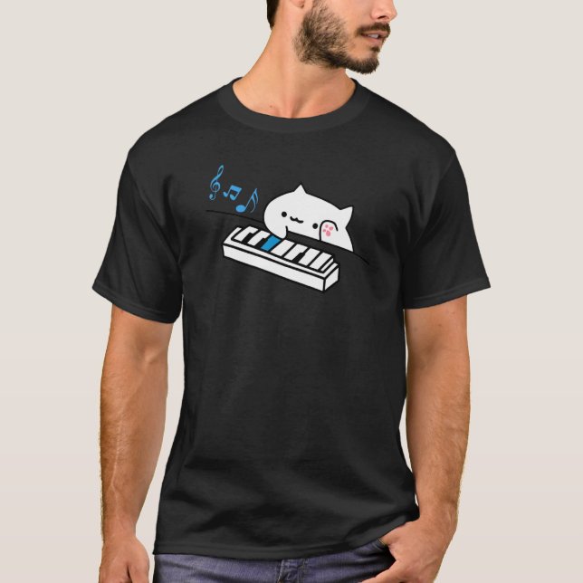 Bongo Cat Plays Piano T Shirt (Framsida)