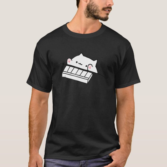 Bongo Cat Pluting Piano Tangentbord Funny Meme Shi T Shirt (Framsida)