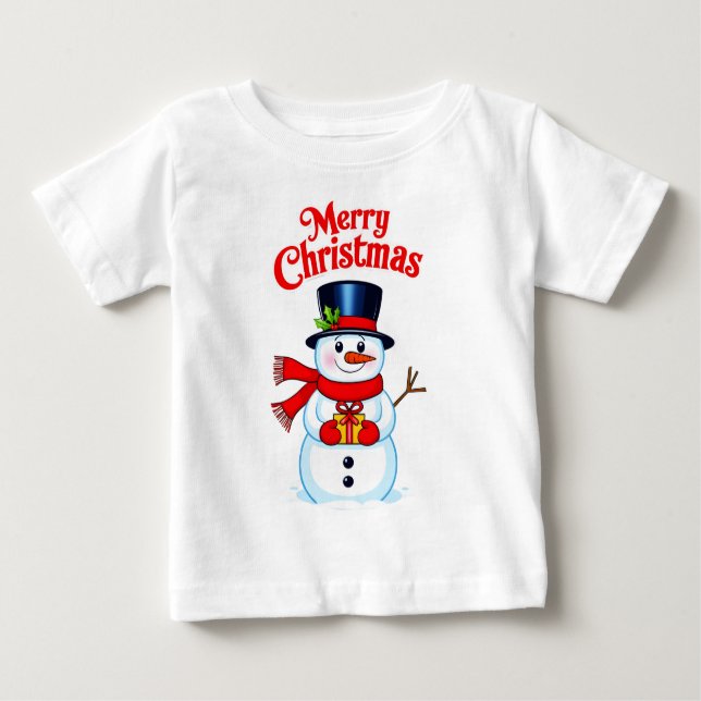 Bonhomme de neige chapeau haut-de-forme noël t shirt (Framsida)