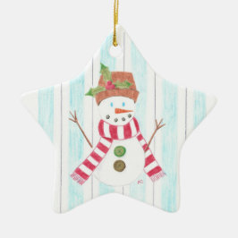 Bonhomme de neige julgransprydnad keramik