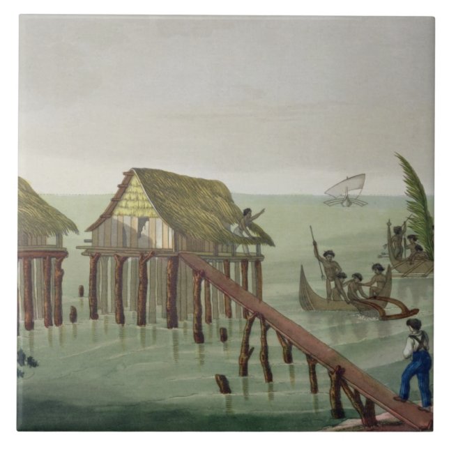 Boningar av den Papu stammen, Rawak, pläterar 22 Kakelplatta (Framsidan)