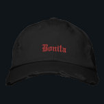 Bonita Black Old English Womens Broderad Keps<br><div class="desc">Bonita Black Old English Women's Embroied Baseball Cap</div>