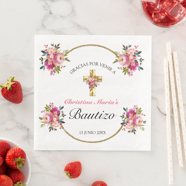 Bonita Del Bautismo De La Cruz Del Oro Pappersservett (Insitu)