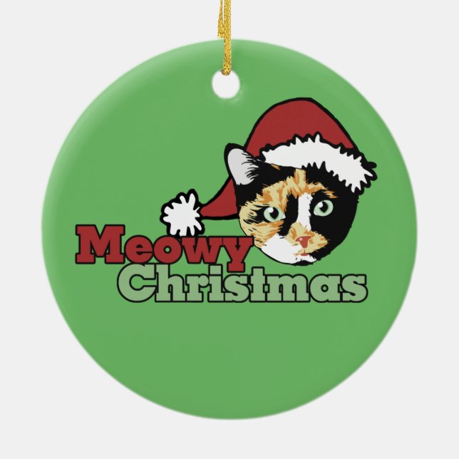 Bonita God jul Meow Cat Julgransprydnad Keramik (Baksidan)