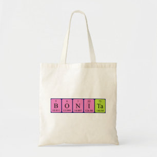 Bonita Periodisk bord namn tote bag Tygkasse