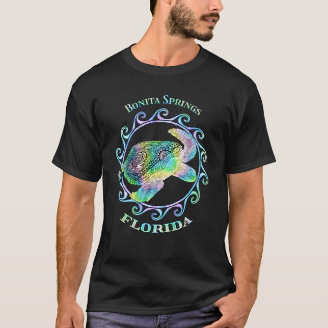 Bonita Vår Florida Vacation Tribal Turtle T Shirt (Framsida)