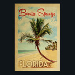 Bonita Vår Handflatan Träd Vintage resor Poster<br><div class="desc">En unik,  medeltida modern litteratur från Bonita Vår Florida i vintage resor poster stil. Den har en böjd handflatan träd på sandstranden med hav under ett blått grumligt himlar.</div>