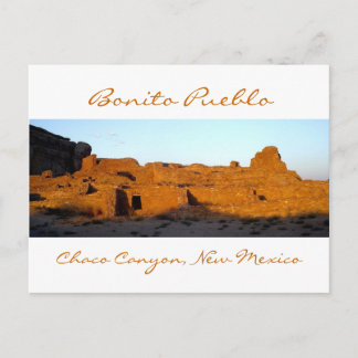 Bonito Pueblo Chaco Canyon vid Sunset Vykort
