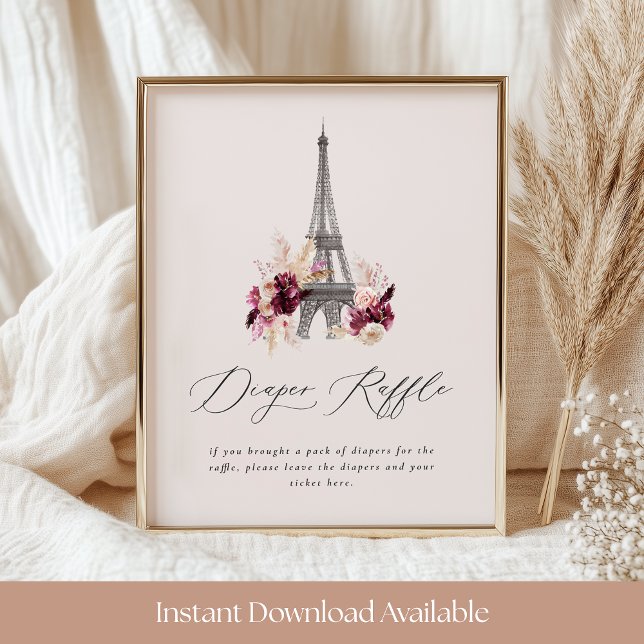 Bonjour Bébé Baby Shower Diaper Raffle Sign Poster (Skapare uppladdad)