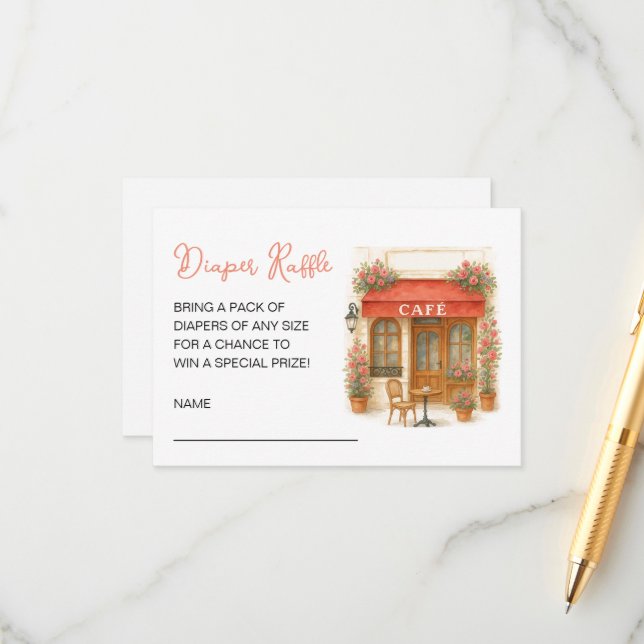 Bonjour Bebe Baby Shower Diaper Raffle Tilläggskort (Fram/Back In Situ)