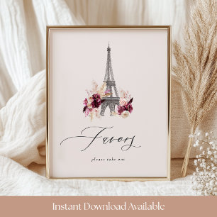 Bonjour Bébé Baby Shower Favor Bord-tecken Poster