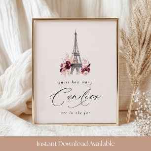 Bonjour Bébé Baby Shower Godis Gissningslek Skylt