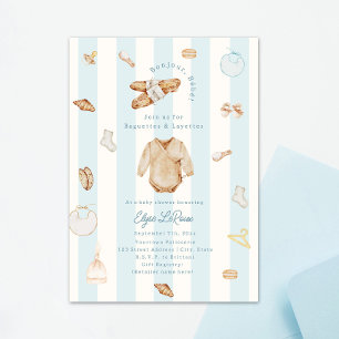 Bonjour Bébé Baguettes Layettes Fransk Pojke Baby Inbjudningar
