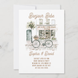 Bonjour Bebe Blommigt Fransk Baby Shower Inbjudningar