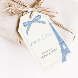 Bonjour Bébé Blue Paris Eiffel Baby Shower Favor Presentetikett