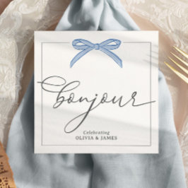 Bonjour Bébé Blue Paris Eiffel Torn Baby Shower Pappersservett