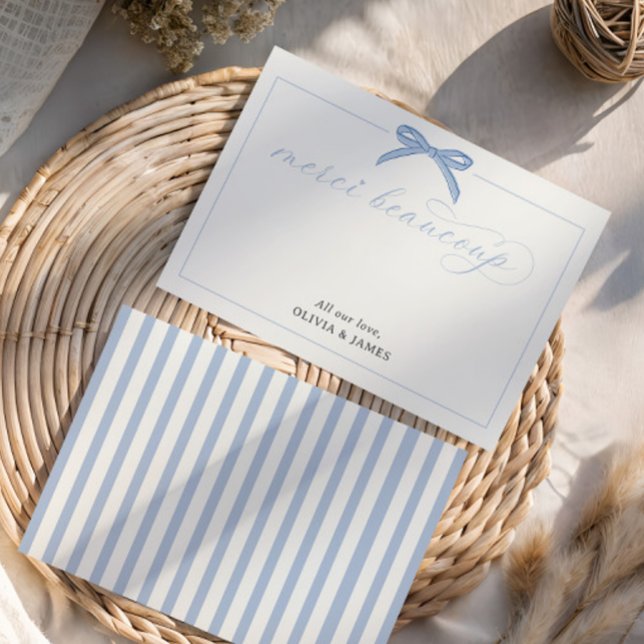 Bonjour Bébé Blue Paris Eiffeltornet Baby Shower Tack Kort (Skapare uppladdad)