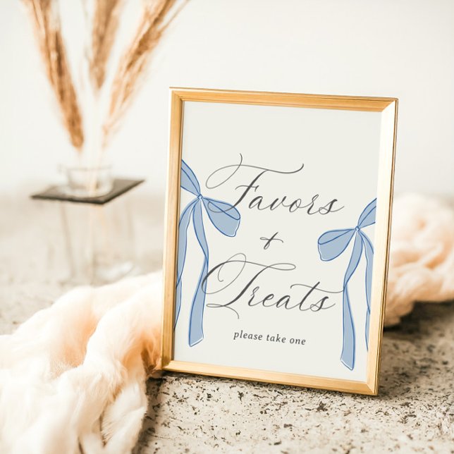 Bonjour Bébé Blue Paris Favors & Treats Sign Poster (Skapare uppladdad)