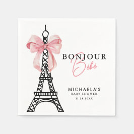 Bonjour Bébé Coquette Bow Paris Baby Shower Pappersservett