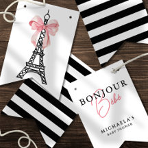 Bonjour Bébé Coquette Bow Paris Baby Shower