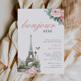 Bonjour Bébé Frankrike Baby Shower-inbjudan Inbjudningar