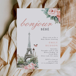 Bonjour Bébé Frankrike Baby Shower-inbjudan Inbjudningar