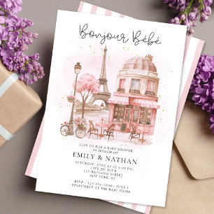 Bonjour Bebe Fransk Baby Shower Inbjudningar