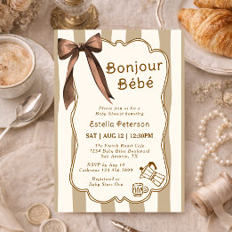 Bonjour Bebe Fransk Kaffebutik Tematisk Babyfest Inbjudningar