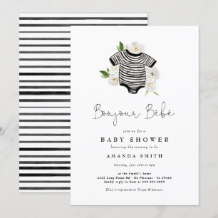 Bonjour Bebe Fransk Kön Neutral Baby Shower Inbjudningar