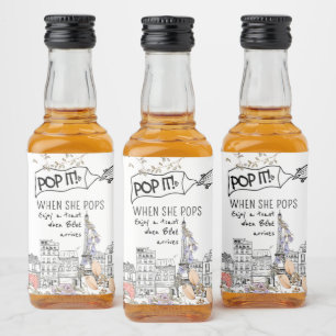 Bonjour Bebe Fransk Kön Neutral Baby Shower Spritflaskor Etikett