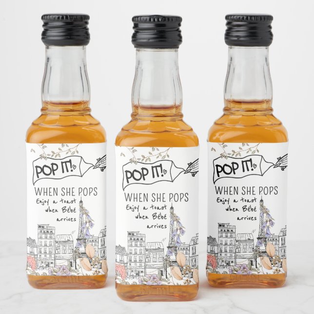Bonjour Bebe Fransk Kön Neutral Baby Shower Spritflaskor Etikett (Flaskor)
