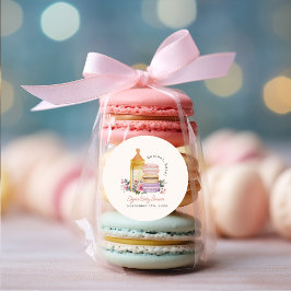 Bonjour Bébé Fransk Macarons & Mjölk Baby Shower Runt Klistermärke
