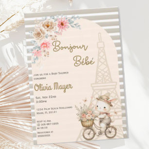 Bonjour Bebe Fransk Paris Bunny Baby Shower Inbjudningar