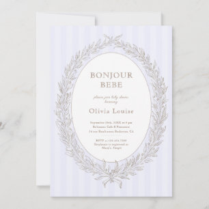 Bonjour Bebe Fransk Patisserie Baby Shower Lilac Inbjudningar