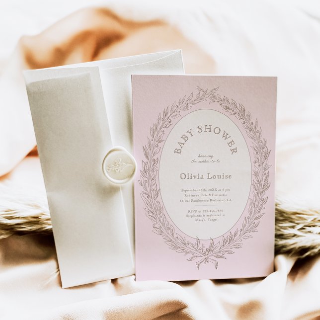 Bonjour Bebe Fransk Patisserie Baby Shower Rosa  Inbjudningar (Skapare uppladdad)